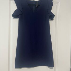 Design Lab Lord & Taylor Navy Mini Dress with Ruffle Sleeves